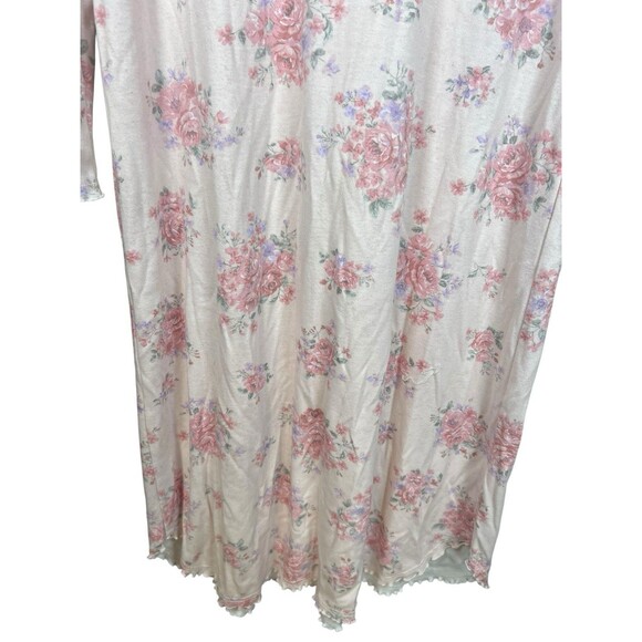 Miss Elaine Nightgown Womens Sz M Pink Floral Lace Long Sleeve Cottage Prairie - Picture 12 of 12